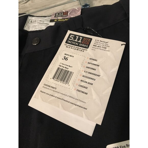 5.11 Tactical Pant Mens 36 Black Station Fire Resistant Gorpcore Hiking Unhemmed - Picture 5 of 11